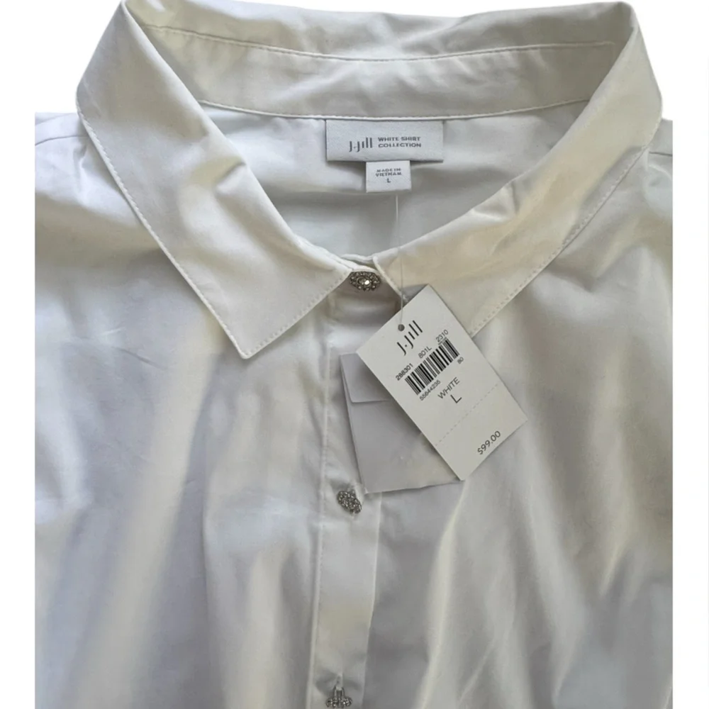 J. Jill jeweled button White Button Down blouse - Picture 3 of 4